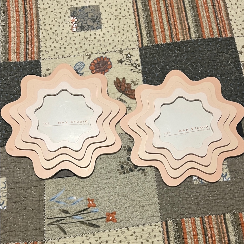 Set of 2 Max Studio Coral Flower-Shaped Frames